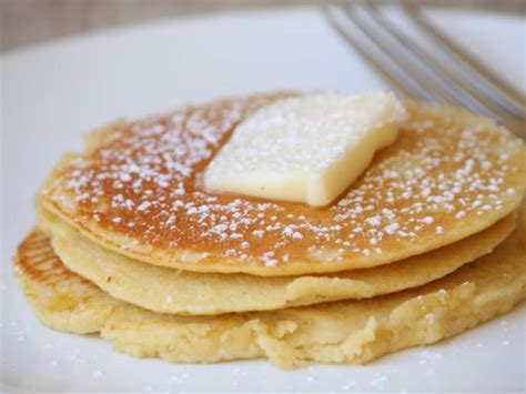 Skinny pancake - Instructions. In a large bowl combine flours, sugar, baking powder, baking soda, and set aside. In another bowl, whisk together egg whites, egg, buttermilk, and oil. Stir in dry ingredients until just moistened. Spray a hot griddle with cooking spray. Turn when bubbles start to form on top.